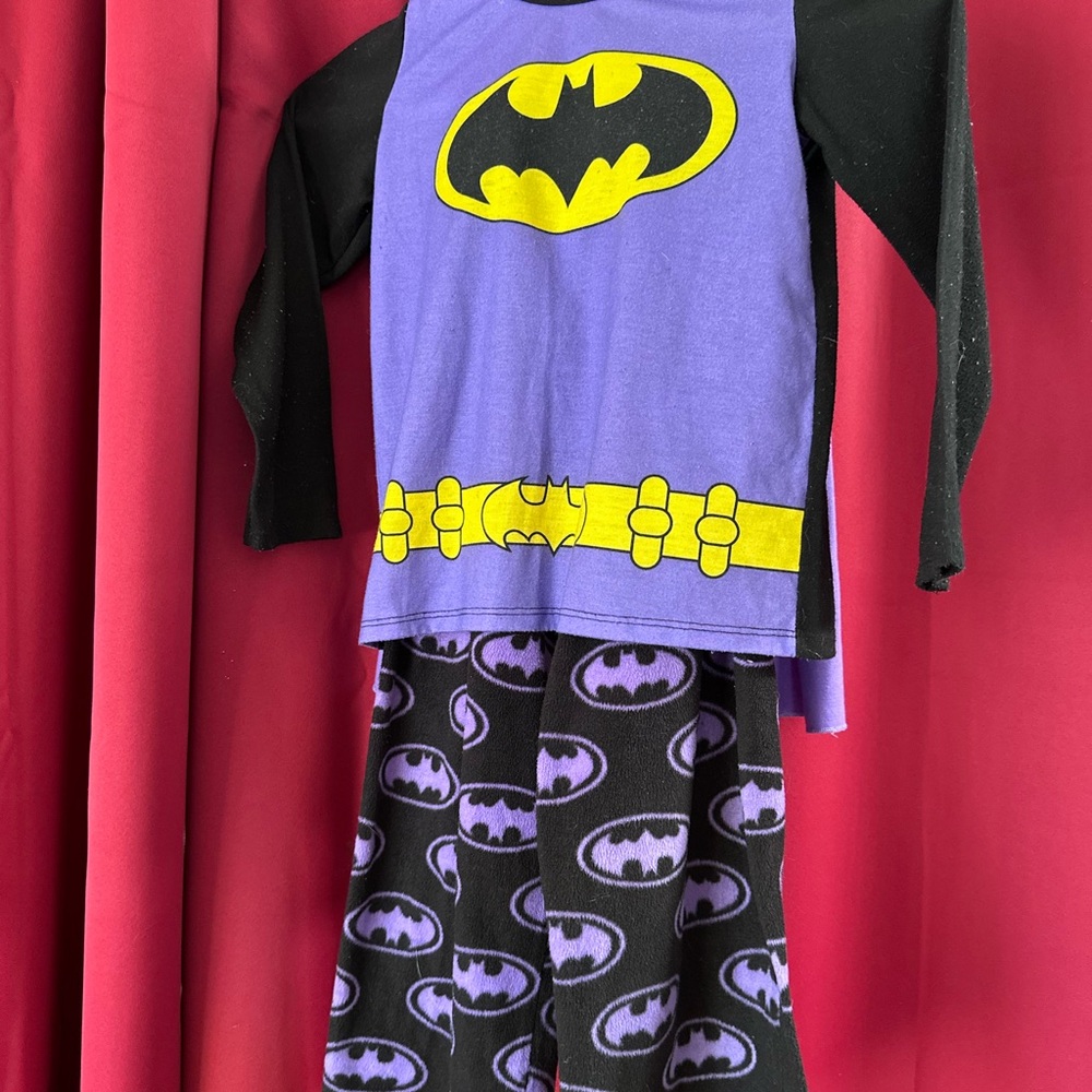 EUC - Batgirl Superhero Costume Pajamas Set - Purple and Black